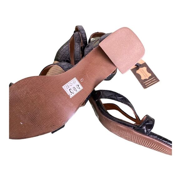 #90 CREVO Kaitlyn 80Snakeskin Black Chunky Heel Sandals - Picture 6 of 11